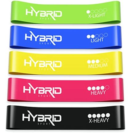 Hybrid Resistance Bands [Set of 5] PREMIUM Skin Friendly | 5 Strength Levels Loop Exercise Bands for Pilates, Training, Physio Therapy, Stretchin