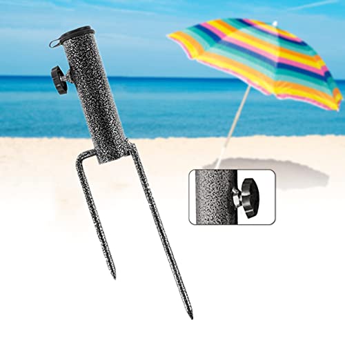 Kisbeibi Patio Umbrella Steel Stand, Beach Umbrella Stainless Steel Anchor Ground Spike Base Metal Ground Grass Auger Holder Stands with 2 Forks(
