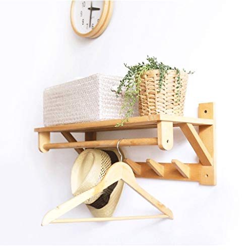 N/A Hanging Entryway Shelf Wall Mounted Coat Rack Storage Cabinets with Hooks Wood Display Home Decor Furniture
