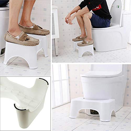 7" Bathroom Toilet Stool, Medically Tested Squatting Toilet Stool, Non-invasive Remedy for Haemorrhoids, Constipation, IBS, Flatulence, Bloating