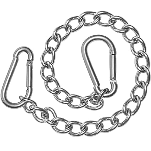 DISMBOON Hanging Chair Chain with Two Carabiners, 400KG Capacity Heavy Duty 304 Stainless Steel Extension Chain Kit for Swinging Chair Egg Chair