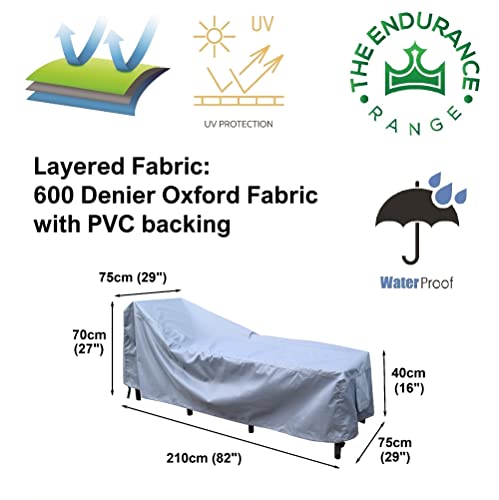 Kingsbridge Sun Lounger Cover Waterproof Anti UV Heavy Duty Rip Proof 600D Fabric Breathable 210x75x70/40cm Outdoor Sun Lounger Cover