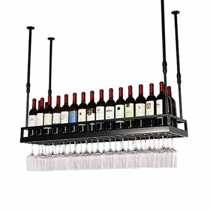 Ceiling Stylish Simplicity Wine Rack Simple Retro Wine Bottle Creative Display Decorative Goblet Wine Rack Restaurant Kitchen Bar Available Adjus