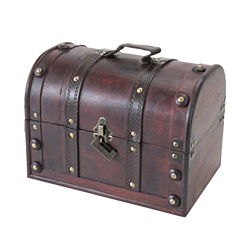 HMF 6404-130 Wooden Treasure Chest with Lock | 30 x 20 x 22 cm | Small | Italy
