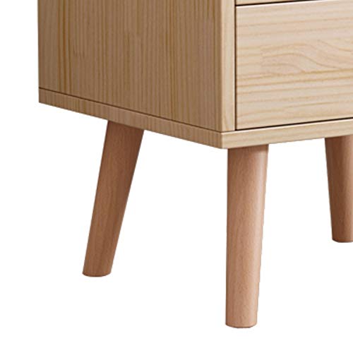 LUKEO Solid Wood Bedside Table Nordic Sideboard, Bedroom Small Apartment Home Storage Double Drawer Bedside Table