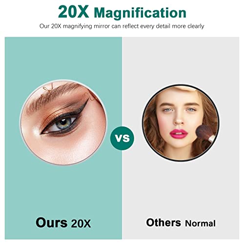 Linkstyle Magnifying Mirror 20X with Suction Cups, 6 Inch Travel Magnifying Mirror, Portable Makeup Suction Mirror for Girls Women Men Plucking E