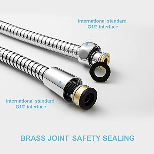 OFFO Shower Hose,Stainless Steel Replacement High Pressure Shower Pipe Anti-Kink Shower Hose for Bath Taps Chrome,1.5m