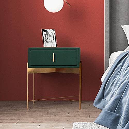 JJZXD NightstandStainless Steel Gold-plated Bedroom Flannel Bedside Cabinet Bedroom Furniture