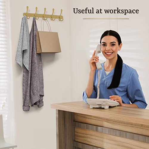 SAYONEYES Gold Coat Rack Wall Mount with 5 Tri Hooks for Hanging – 16 Inch Heavy Duty Stainless Steel Rustic Coat Rack Wall Mount – Hat Rack, Han