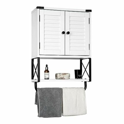 HOKYHOKY Bathroom Medicine Wall Cabinet, 22.6” x 15.5” x 7.17” Small Bathroom Hanging Storage Cabinets with Louver Doors, Medicine Cabinet Organi