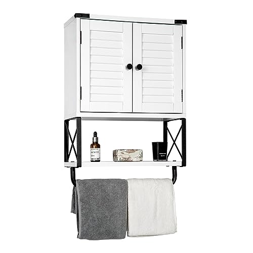 HOKYHOKY Bathroom Medicine Wall Cabinet, 22.6” x 15.5” x 7.17” Small Bathroom Hanging Storage Cabinets with Louver Doors, Medicine Cabinet Organi