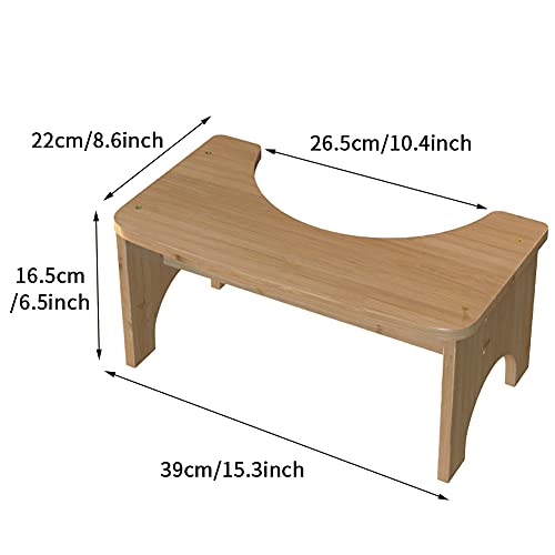 Fiacvrs 35 Degree Heavy Duty C Shape Hunkering Pooping Bamboo Toilet Stool for Bathroom