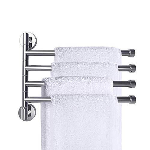 PHOEWON Swivel Towel Rail Chrome Stainless Steel Bath Rack Wall Mounted Towel Rack Holder with 4 Swivel Bars, Swing Towel Holder for Kitchen, Bat