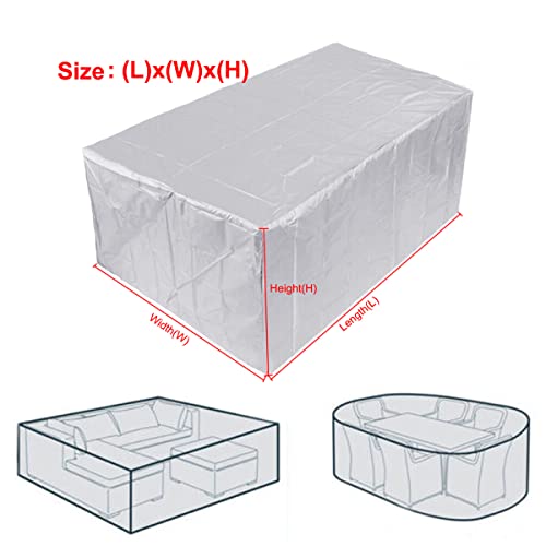 JUZHOUHUI Outdoor Waterproof Patio Table Cover,Patio Furniture Set Cover,Lawn Patio Furniture Cover with Padded Handles for Outside Dining Table