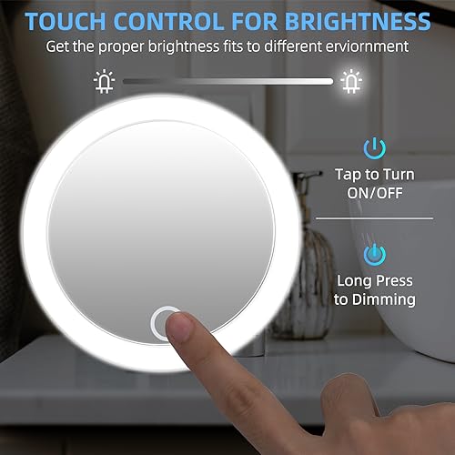 LED Compact Mirror, 10X Magnifying Mirror with Light, Travel Mirror with Magnification 4inch Handheld Cosmetic Mirror, Rechargeable Travel Makeup