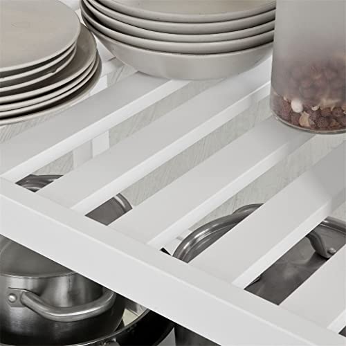 DINGZZ Kitchen Storage Serving Trolley Cart With Stainless Steel Worktop Easy to Clean