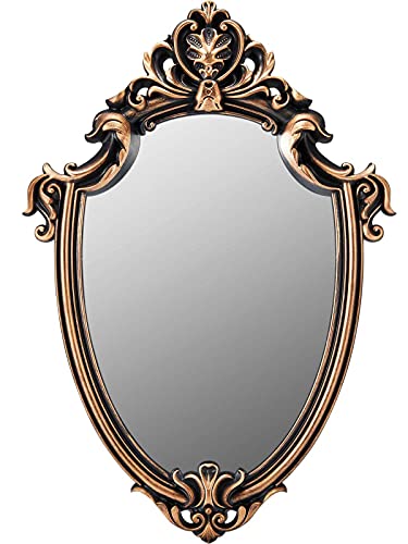 OMIRO Decorative Wall Mirror of Bronze Shield Shape, 41cm L x 28cm W