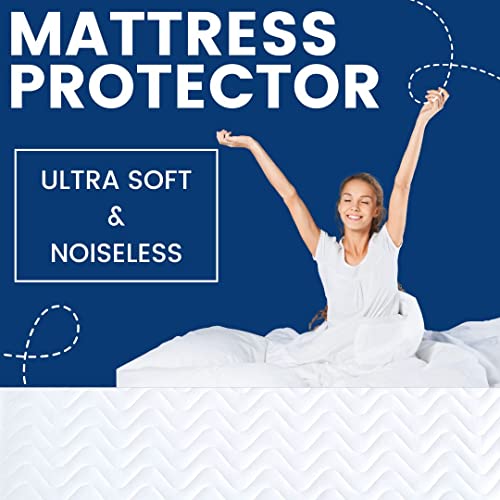Homy Textiles 100% Waterproof Mattress Protector - Water Resistant - Small Double Mattress Quilted Cover - Elastic Border Deep Fitted All Around