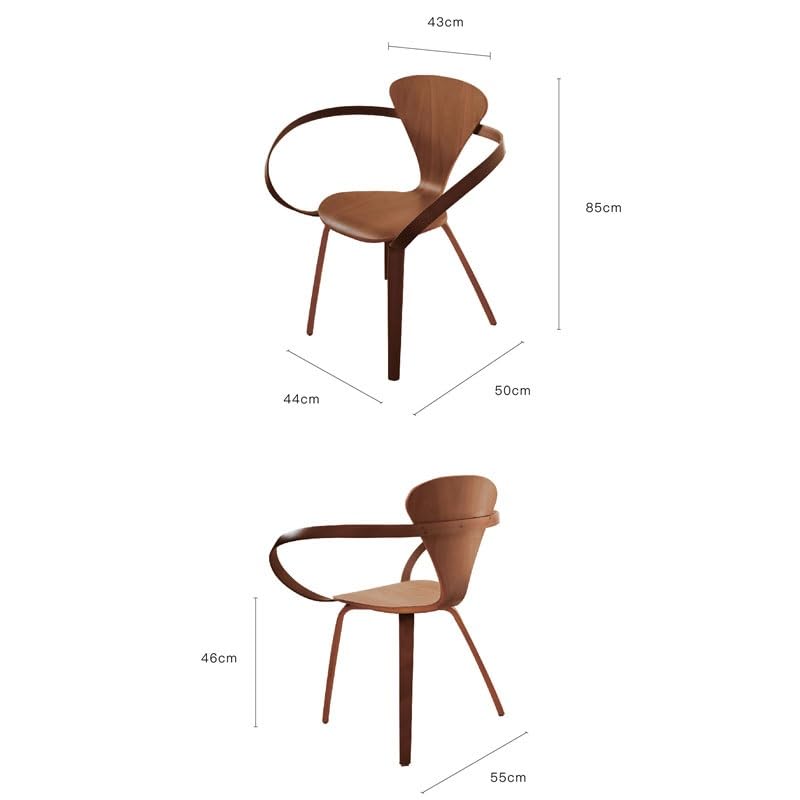 maozi Solid Wood Accent Dining Chair Armchair Ribbon Shaped Design Art Chair Backrest Home Furniture