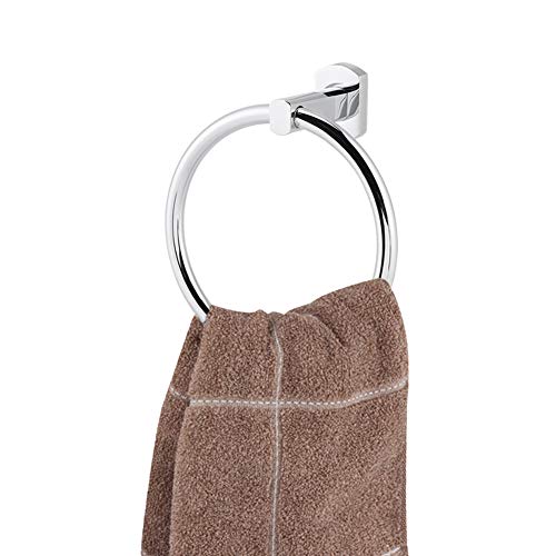 Fishlor Hand Towel Ring, Stainless Steel Towel Holder Wall-Mounted Round Towel Rack Bathroom Toilet Kitchen Storage Accessories