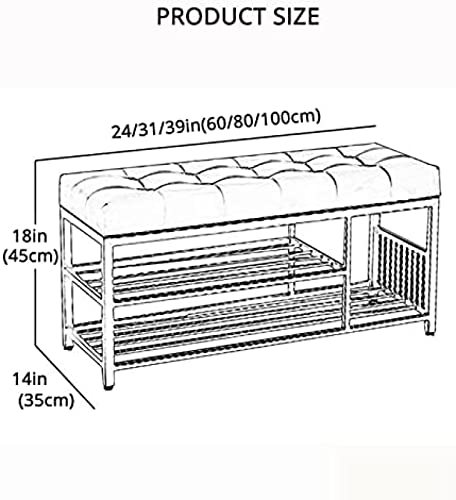 Luxurious Entryway Bench Shoe Rack Bench,Comfy Shoe Bench Velvet Upholstered Bench Seat,Modern Entry,Blue,60X35X45Cm(24X14X18Inch)