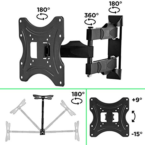Duronic TV Wall Bracket Mount for 17-60 Inch TVB420, Cantilever Wall Stand for Television Screen, Tilt Swivel, VESA Up to 400 x 400mm, Fixing for