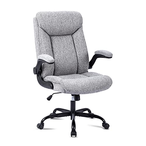 MZLEE Executive Office Chair, Ergonomic Computer Desk Chair Swivel Work Chair with Flip-up Armrest, Adjustable Height, Comfortable for Office Hom