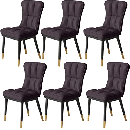 Kitchen Dining Room Furniture Chairs PU Leather Dining Chair Set Of 6 High Back Soft Seat Soft Padded Seat Kitchen Chair with Metal Chair Legs Fo