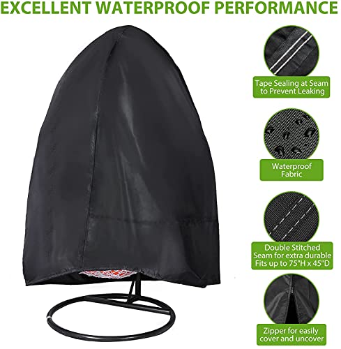 GARPROVM Patio Hanging Egg Chair Cover, 420D Oxford Fabric Egg Swing Chair Covers Waterproof Anti-dust,for Outdoor Rattan Wicker Swing Chair,Pati