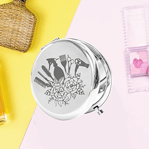 KEYCHIN Hair Barber Pocket Mirror Hair Stylist Gift Hairdresser Compact Makeup Mirror for Women Girls (Hair Barber Mirror)
