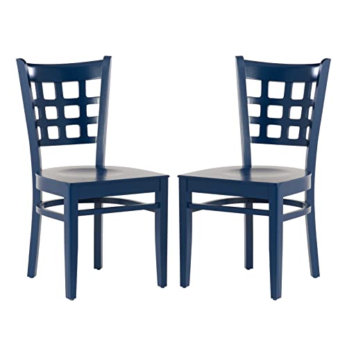 Linon Vanna Dining Side Chair, Solid Beechwood, Navy Blue