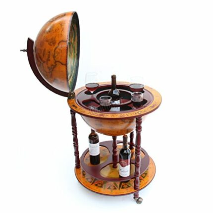WestWood Vintage Globe Shaped Mini Bar | Drinks Cabinet Whisky Wine Spirits Cabinet | Decanter Storage | Alcohol Host Trolley | Ancient World Map