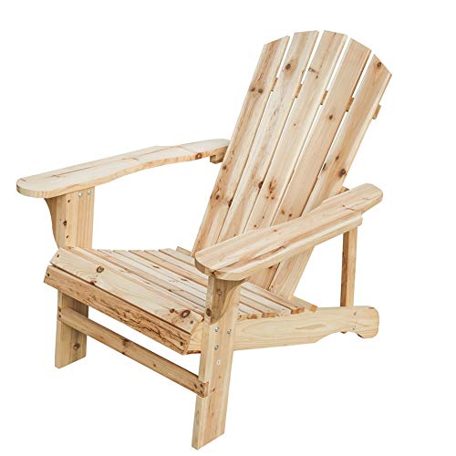LOKATSE HOME Outdoor Adirondack Chair for Patio, Deck, Fire Pit, Garden, Porch and Lawn Seating, Natural Wood