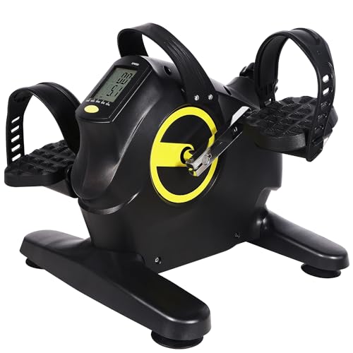 Hausse Portable Exercise Pedal Bike for Legs and Arms, Black Under Desk Mini Exercise Peddler Sitting for Seniors, Pedals Exerciser with LCD Disp