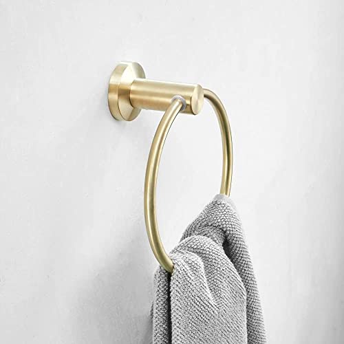RAKUTE Modern Roung Towel Ring, Towel Holder, Wall-Mounted Gold Brushed Towel Rack, Bathroom Accessories Home Decoration Bathroom Ring