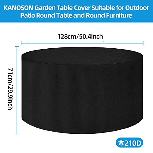 KANOSON Garden Table Cover, Round Garden Furniture Covers, Waterproof, Heavy Duty, Windproof Circular Patio Set Cover, Large Rip Proof 210D Oxfor