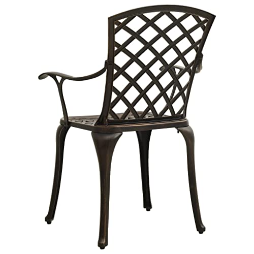 vidaXL Biatro Set 5 Piece Outdoor Furniture Set Balcony Bistro Table and Chairs Patio Garden Balcony Table Seats Furniture Cast Aluminium Bronze