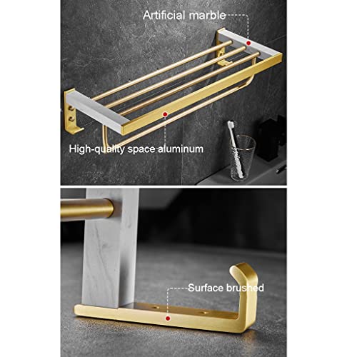 HIGOH Towel Racks,Bathroom Towel Rack Wall Mounted Towel Holder,Marble Bathroom Towel Rack,Bathroom Towel Shelf,Space Aluminum Bathroom Hardware