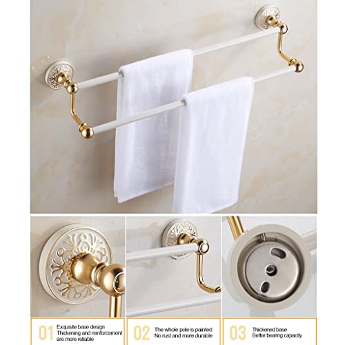 HIGOH Towel Racks, Towel Rail for Bathroom,Double-Bar Hand Towel Holder, and Hand Towel Holder,Towel Bar,Space Aluminum European Bathroom Hardwar