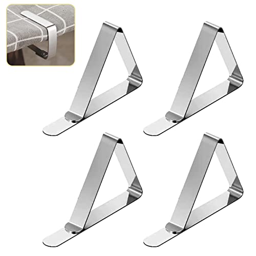 HERCHR Tablecloth Clip, 4 Pieces Table Cloth Clips Large Table Tablecloth Clamps Stainless Steel Table Cover Clamps Adjustable Table Cloth Holder