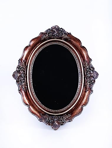 Nosadi Black Scrying Mirror Witchcraft Mirror Scrying Tools Altar Kit Supplies Divination Decorative Mirror Oval Antique Dark Gold 8.3" W x 10" L