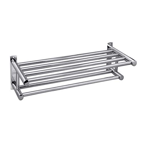 N/A Towel Rack, Stainless Steel Metal Towel Bar, Wall-Mounted Towel Holder Organizer Towel Shelf Storage Rail for Bathroom Kitchen