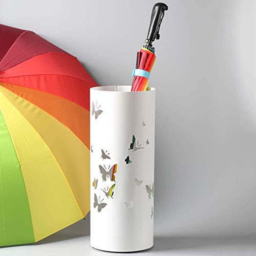 MiroDo Umbrella Stands Umbrella Stand Round Metal White Drip Tray Home Independent Office Storage Bucket Walking Stick Storage Bin Stand (Color :