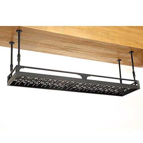 EYLINK Industrial Vintage Bar Floating Shelf, Wine Shelf, Wall Mounted Ceiling Hanging Wine Rack, Adjustable Height, Champagne Glass Shelving, Go