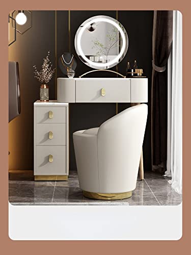 maozi Small Single Leather Sofa 360° Rotate Bedroom Dressing Vanity Chair Manicure Salon Swivel Chairs Living Room Dinning (Color : 3-pack, Size