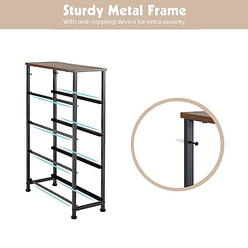 Multigot Slim Chest of Drawers, Folding Fabric Drawer Dresser with 4 Removable Drawers & Wooden Top, Narrow Storage Tower Unit for Bedroom, Livin