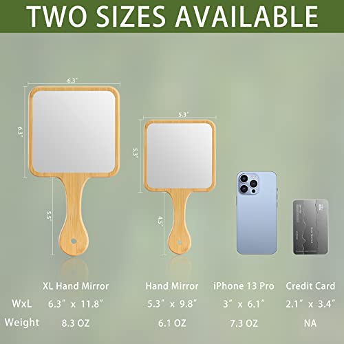 Jasefa Handheld Mirror ,Natural Bamboo Hand Mirror with Handle,Cute Hand held Mirror for Shaving Single-Sided Portable Travel Vanity Mirror for M