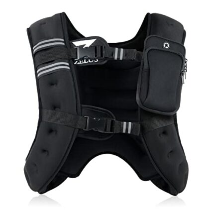 ZELUS Weighted Vest for Strength Training, 5kg/7kg/11kg/14kg Adjustable Exercise Equipment for Home Gym, Iron Sand Weight Vest with Armband Holde
