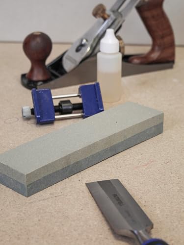 Faithfull FAIOS8CHG Sharpening Kit for Wood Chisels and Metal Blades Includes: Oilstone 200 mm (8 Inch), Honing Guide for Chisels and White Oil