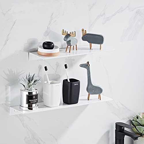Biutimarden Bathroom Shelf 40cm White No Drill Bathroom Shelves Self Adhesive Rustproof Wall Mounted Storage Aluminum Bathroom Accessories Organi